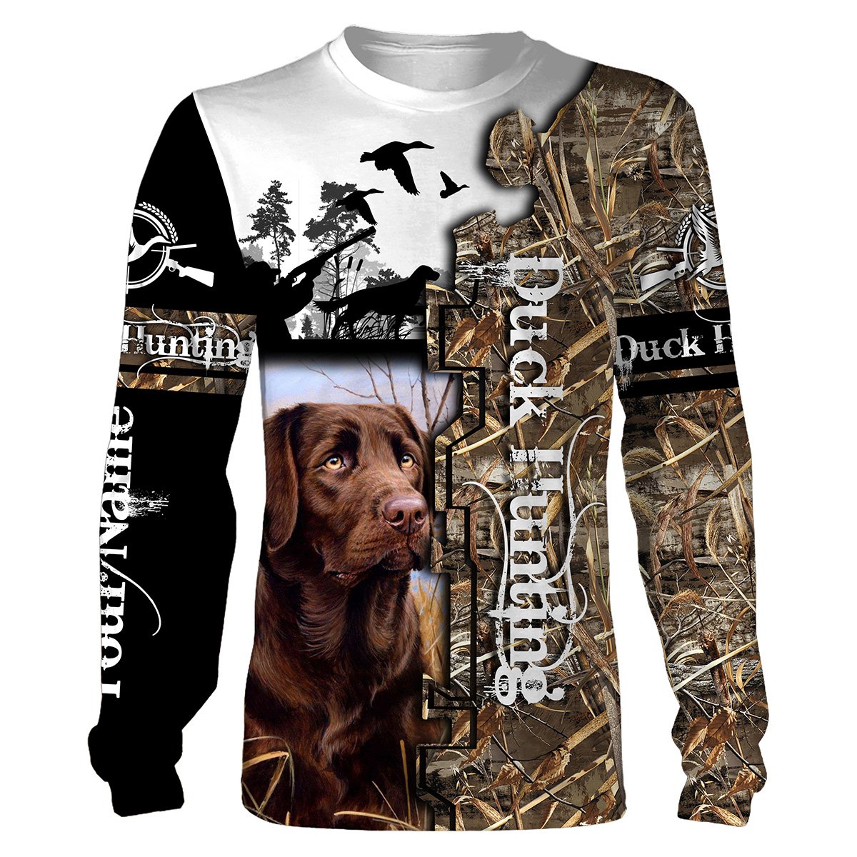 Duck hunt waterfowl hunting dog labrador retriever camouflage clothes Customize Name 3D All Over Printed Shirts plus size NQS1021