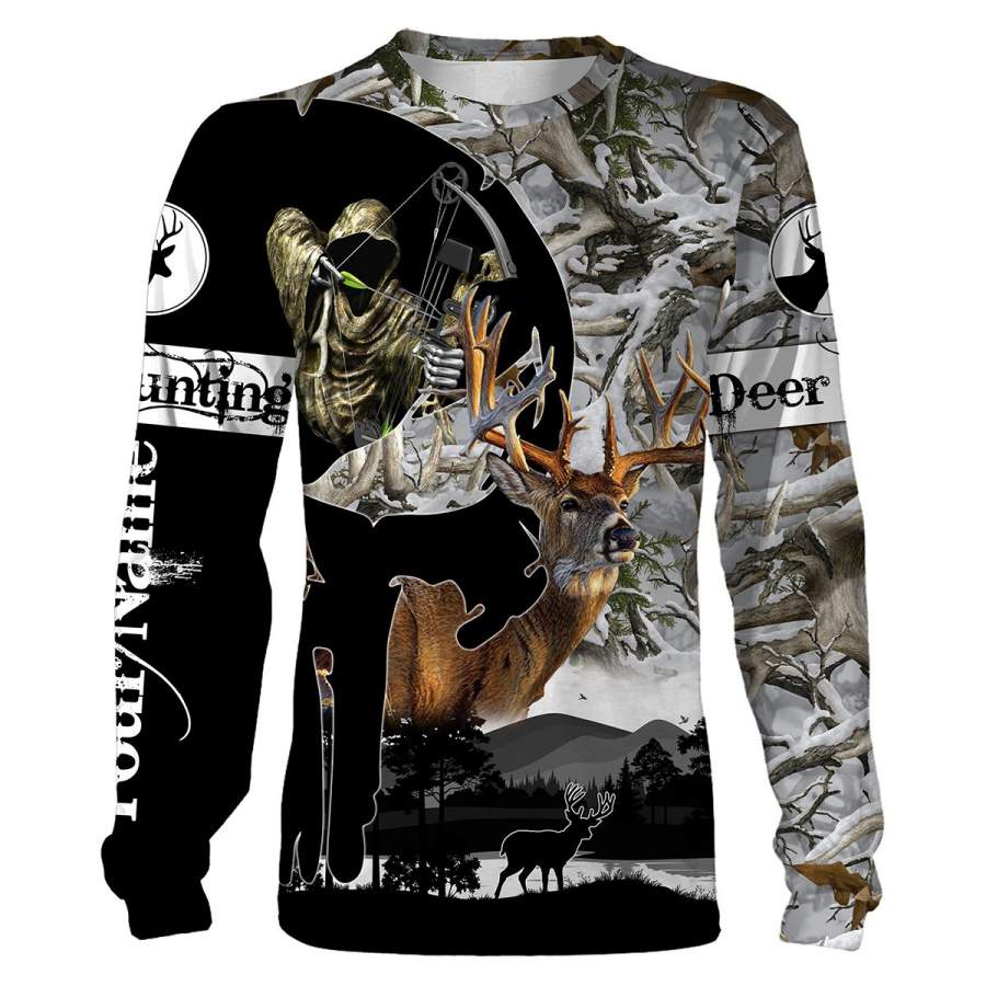 Deer hunting Grim Reaper legends snow camo shirt custom Name Full printing Hoodie, Sweatshirt, T-shirt – Personalized gift for hunter – FSD933