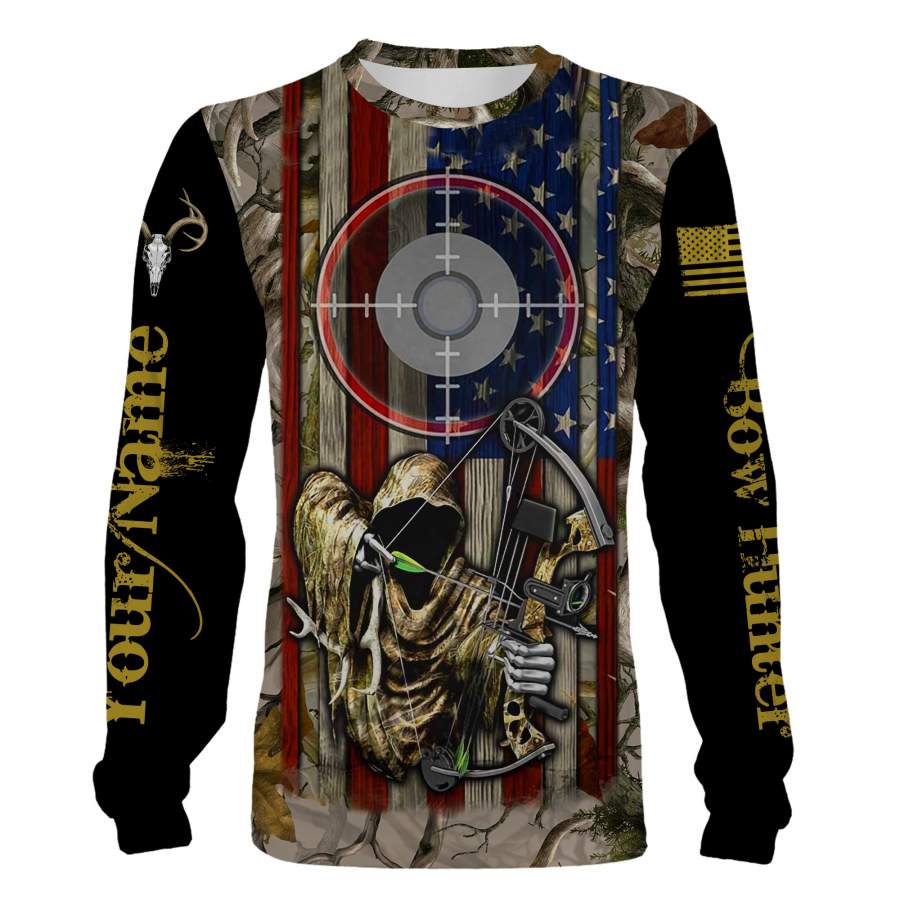 Archery Bow Hunting Grim Reaper Deer US Flag camo Custom Name 3D All over print Shirt, Hoodie, Sweatshirt, T-shirt – FSD1003