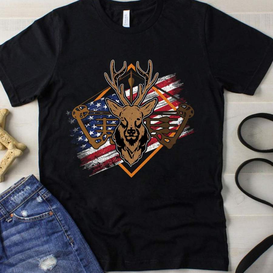 Deer Bow Hunting US flag Men T-shirt – Gift for Deer hunter – FSD870