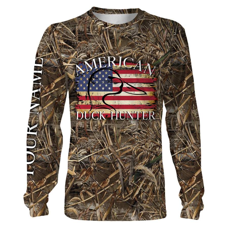 American Duck Hunter Waterfowl camo Custom Name 3D All over printing Shirts, Hoodie – Personalized Duck hunting gifts – FSD873