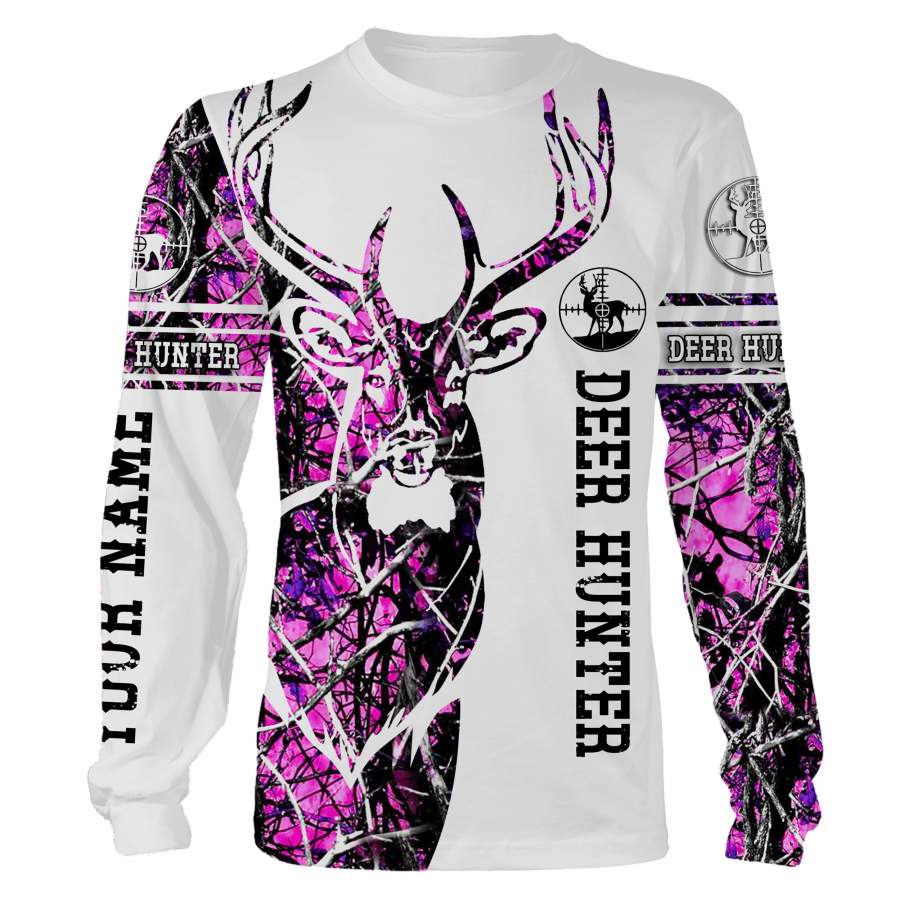 Country girl Deer hunting Pink Deer tattoo Custom Name 3D All over print Hoodie, Long sleeves, Tank top, Leggings – Personalized gift for Women Deer hunter FSD730