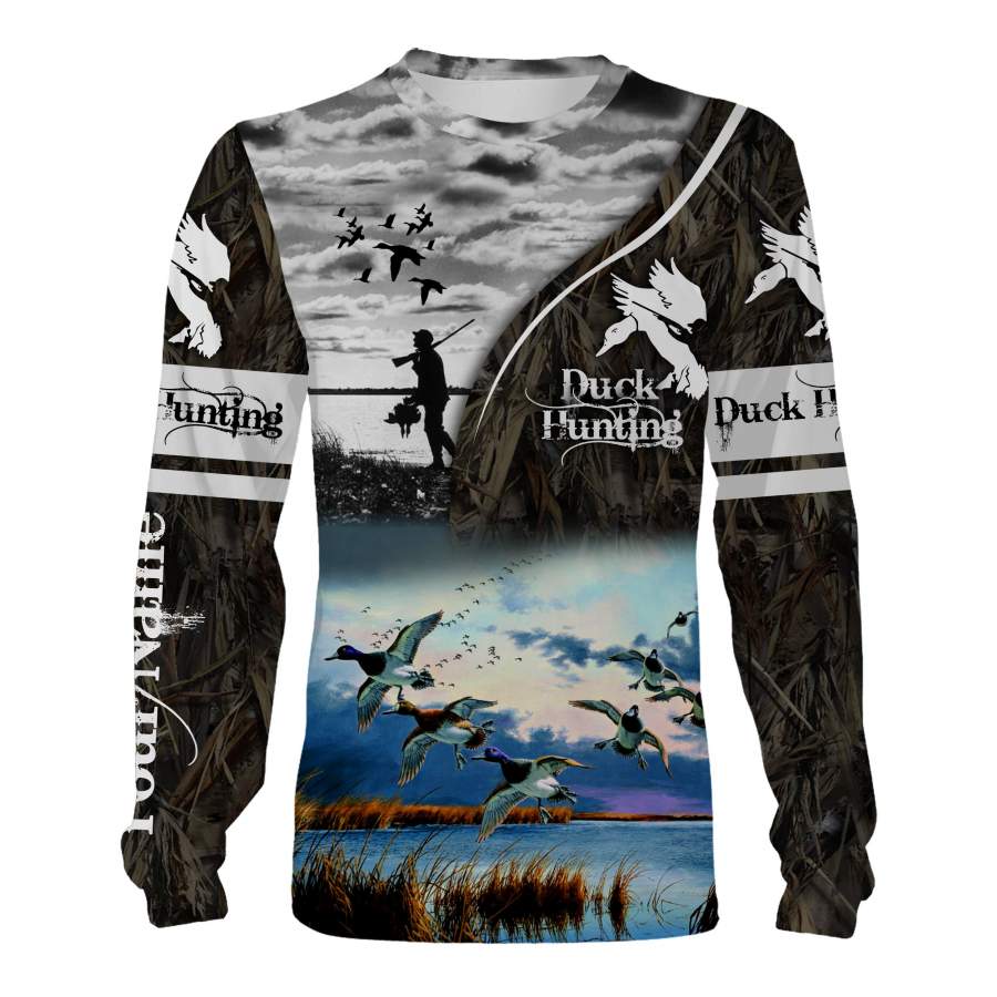 Duck hunting waterfowl camouflage duck hunt Customize Name 3D All Over Printed Shirts Personalized gift For Hunter Lovers NQS1073