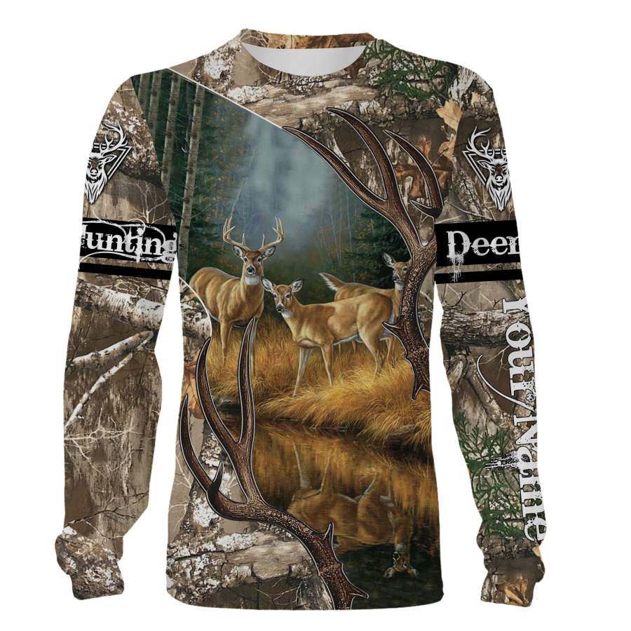 Deer hunting realtree camouflage Customize Name 3D All Over Printed Shirts Personalized gift For deer Hunter NQS1071