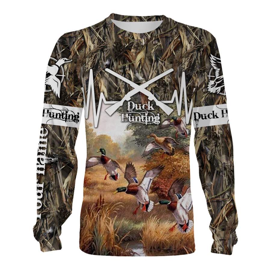 Duck hunting waterfowl camouflage Customize Name 3D All Over Printed Shirts Personalized gift For Hunter Duck Hunting Lovers NQS1063