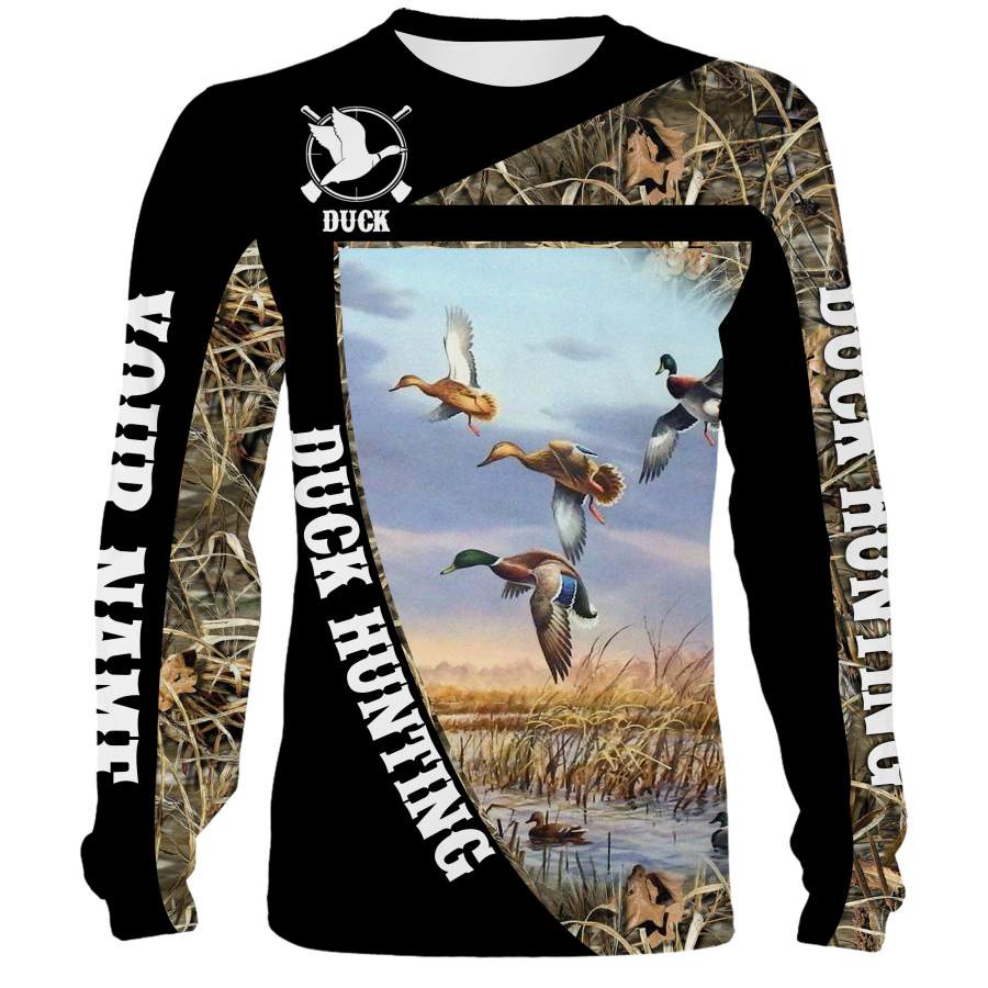 Duck hunting custom Name 3D All over print Sweatshirt, Long sleeves, Hoodie, Zip up hoodie – Personalized hunting shirt for Duck hunter – FSD666