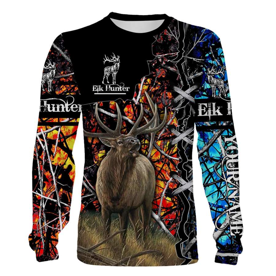 Elk hunting wildfire undertow camouflage custom Name 3D Full print shirt, Hoodie, Sweatshirt – Personalized hunting gift for Elk hunter – FSD766