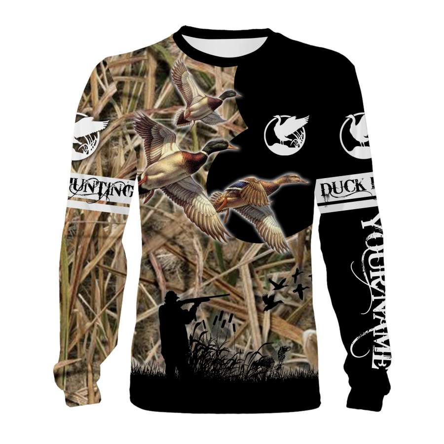 Duck hunting custom Name 3D All over print Sweatshirt, Long sleeves, Hoodie, Zip up hoodie- Personalized hunting shirt for Duck hunter – FSD702