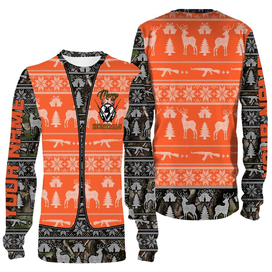 Custom Hunting orange Christmas Ugly Sweatshirt pattern – Xmas shirts for Hunting lovers – IPH2220