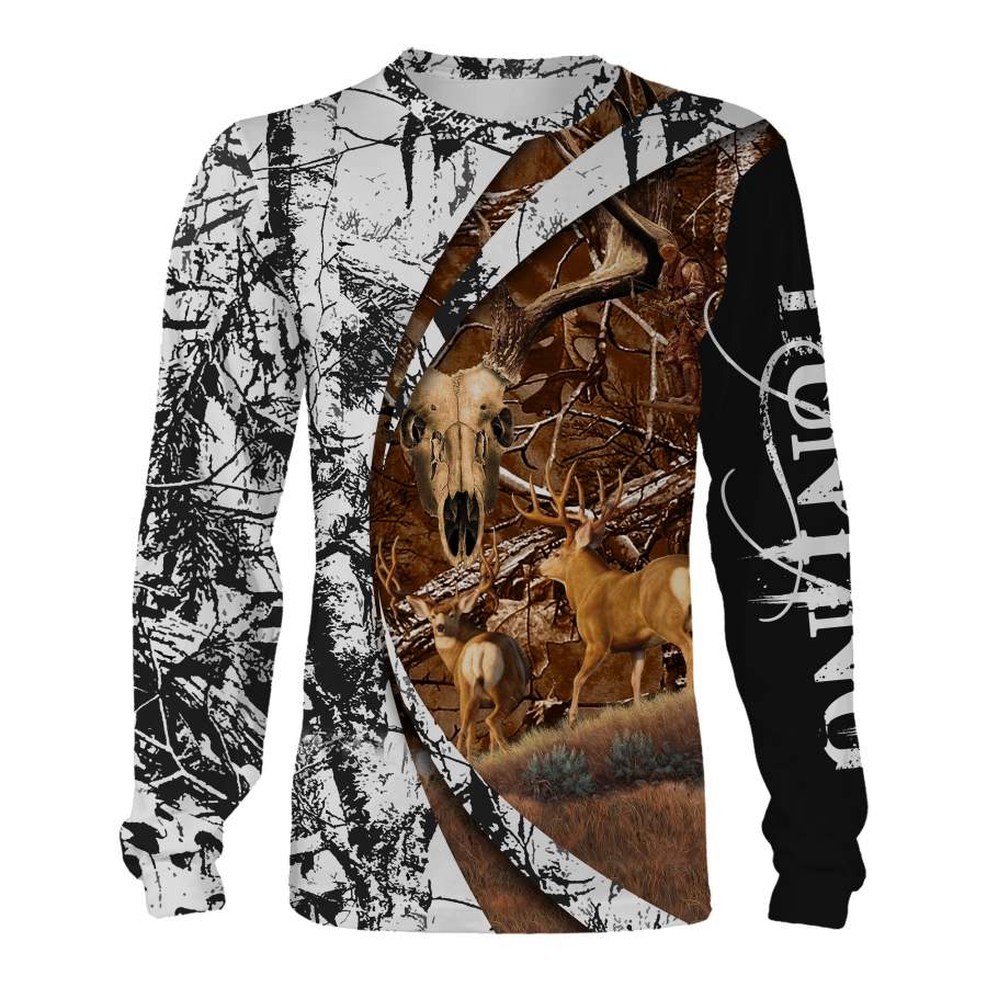 Beautiful Deer hunting shirt custom name 3D full printing Sweatshirt, Long sleeves, Hoodie, Zip up hoodie – Personalized gift for Deer hunter – FSD638