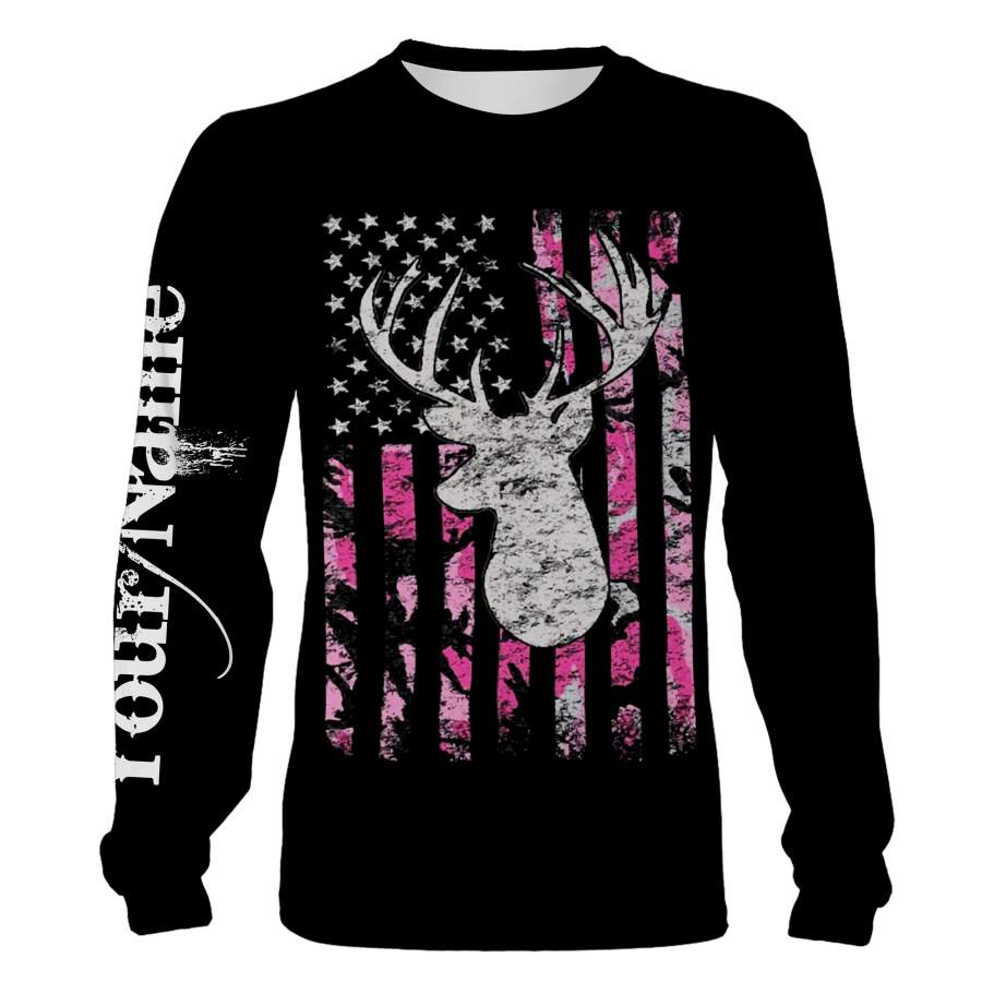 Country girl Deer hunting pink camo Customize All over print shirts – personalized Hunting apparel for girl and women – IPH2146