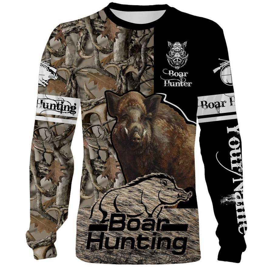 Boar hunting custom Name 3D All over print T-shirt, Hoodie, Sweatshirt, Long sleeves, Face Shield – Personalized hunting gifts – FSD497