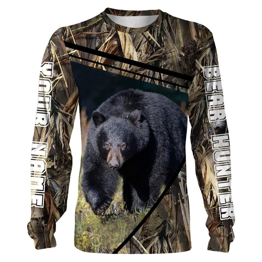 Black Bear hunting custom Name 3D All over print Shirts, Face shield – Personalized hunting gifts – FSD418