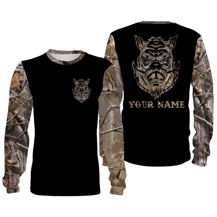 Boar camouflage custom name All over print Shirts, face shield – Personalized hunting gifts – FSD376