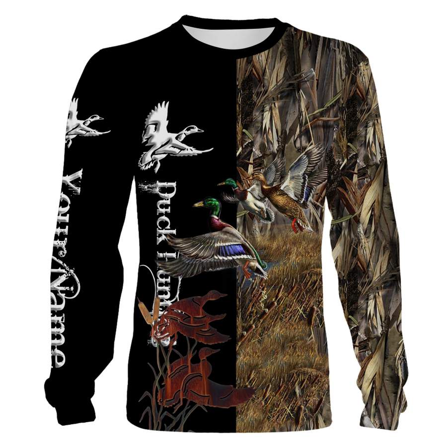 Duck hunting custom name 3D All over print Shirts, face shield – Personalized hunting gifts – FSD373