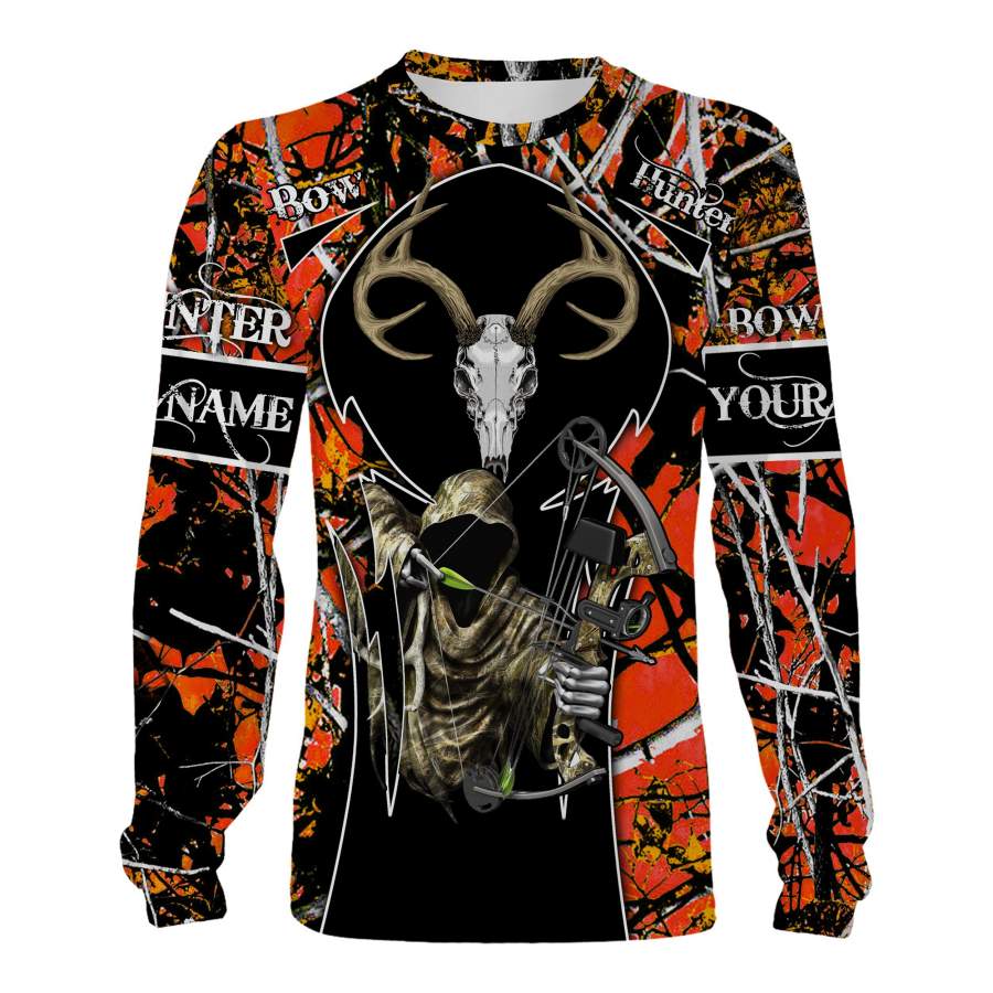 Bow hunting Orange camo Custom Name and 3D All over print shirts, face shield – Personalized hunting gift – FSD359