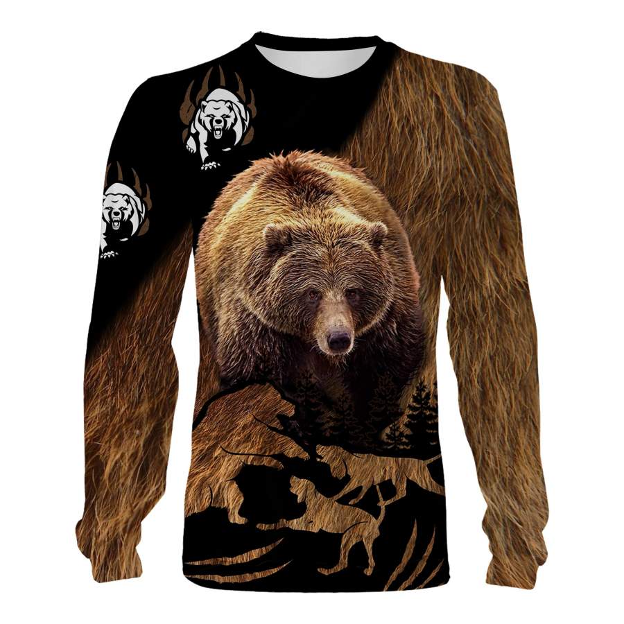 Beautiful Bear hunting 3D All over print Shirts, face shield – Personalized hunting gift – FSD364