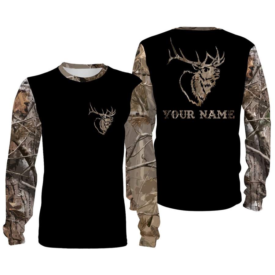 Elk camouflage custom name All over print Shirts, face shield – Personalized hunting gifts – FSD378