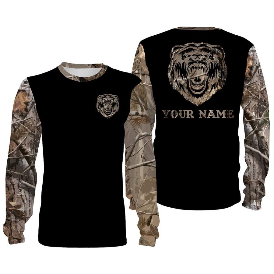 Custom name Bear camouflage All over print Shirts, face shield – Personalized hunting gifts – FSD377