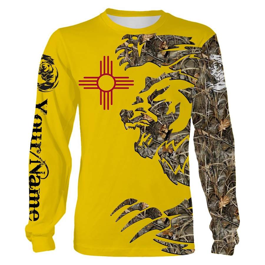 Bear tattoo New Mexico flag camo Custom Name 3D All over print Shirts, Face shield – Personalized hunting gifts – FSD351