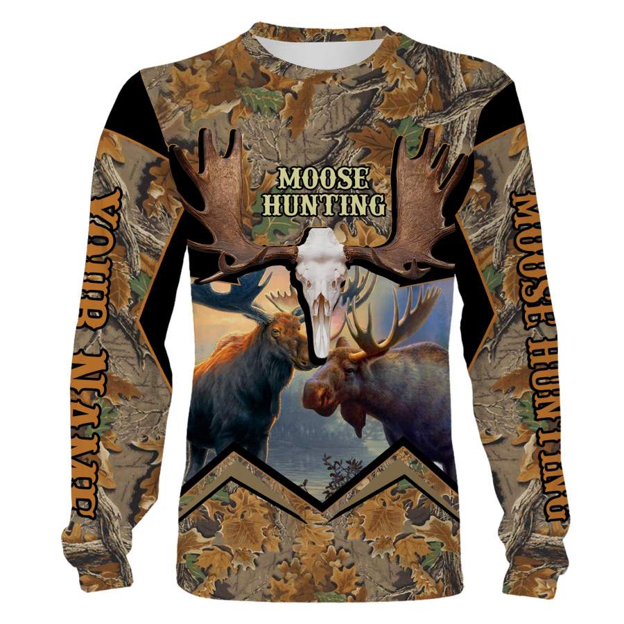 Beautiful Moose hunting Custom Name 3D All over print Shirts, Face shield – Personalized hunting gifts – FSD339