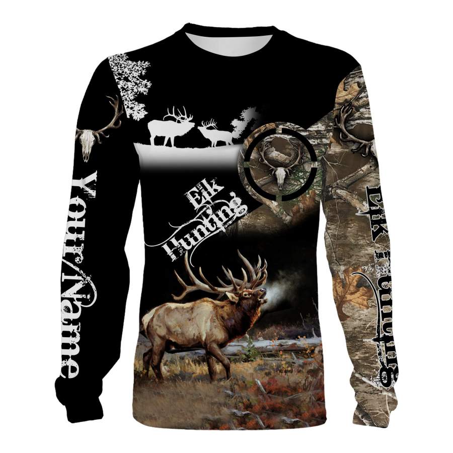 Best Elk hunting Custom Name 3D All over print Shirts, Face shield – Personalized hunting gifts – FSD337