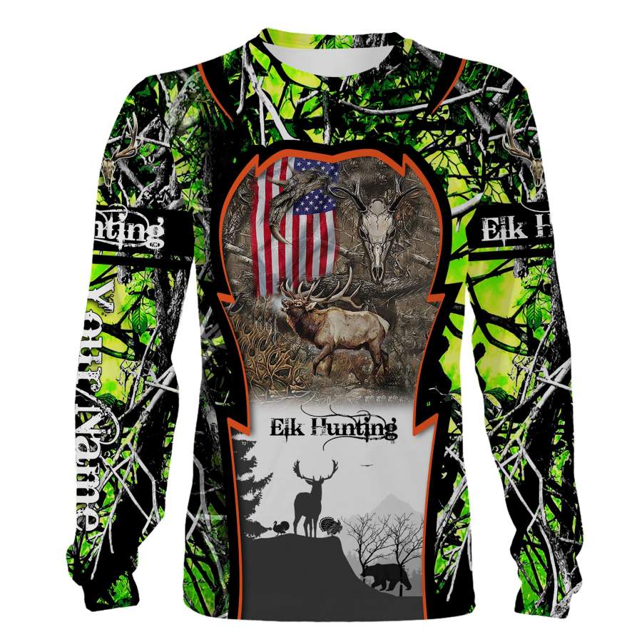 Elk hunting Custom Name 3D All over print Shirts, Face shield – personalized hunting gifts – FSD303