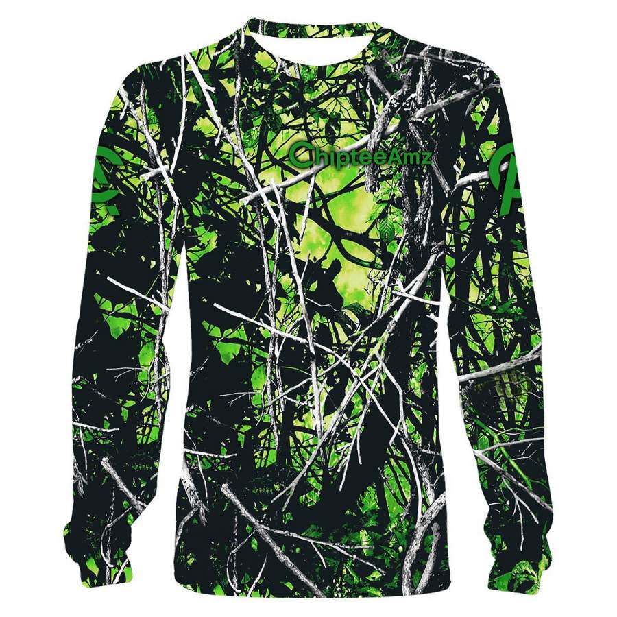 Chipteeamz hunting fishing green camo all over print shirts TATS178