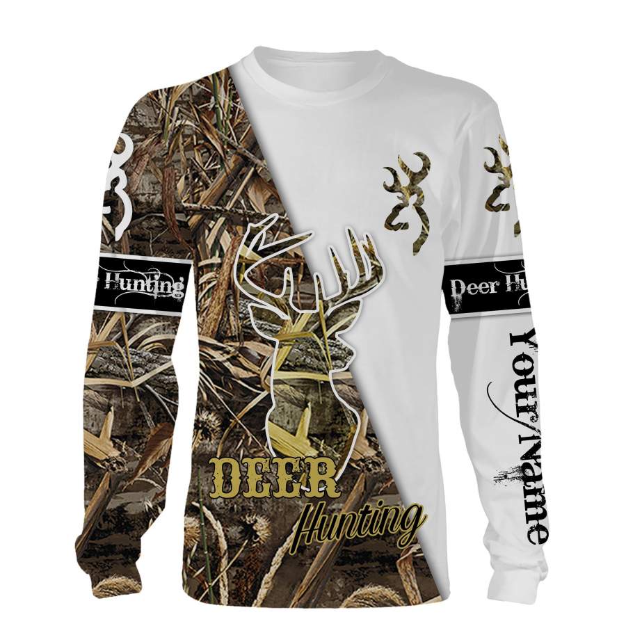 Beautiful deer hunting Custom Name 3D All over print Shirts, Face shield – personalized hunting gifts – FSD324