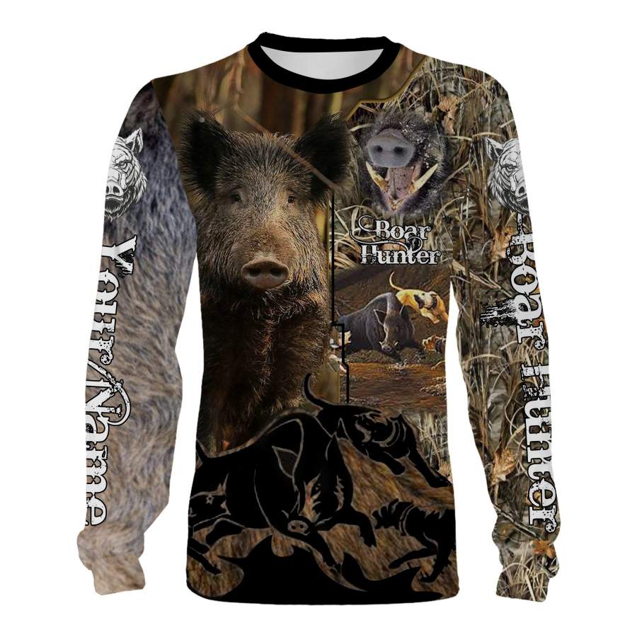 Boar hunting Custom Name 3D All over print Shirts, Face shield – personalized hunting gifts – FSD289