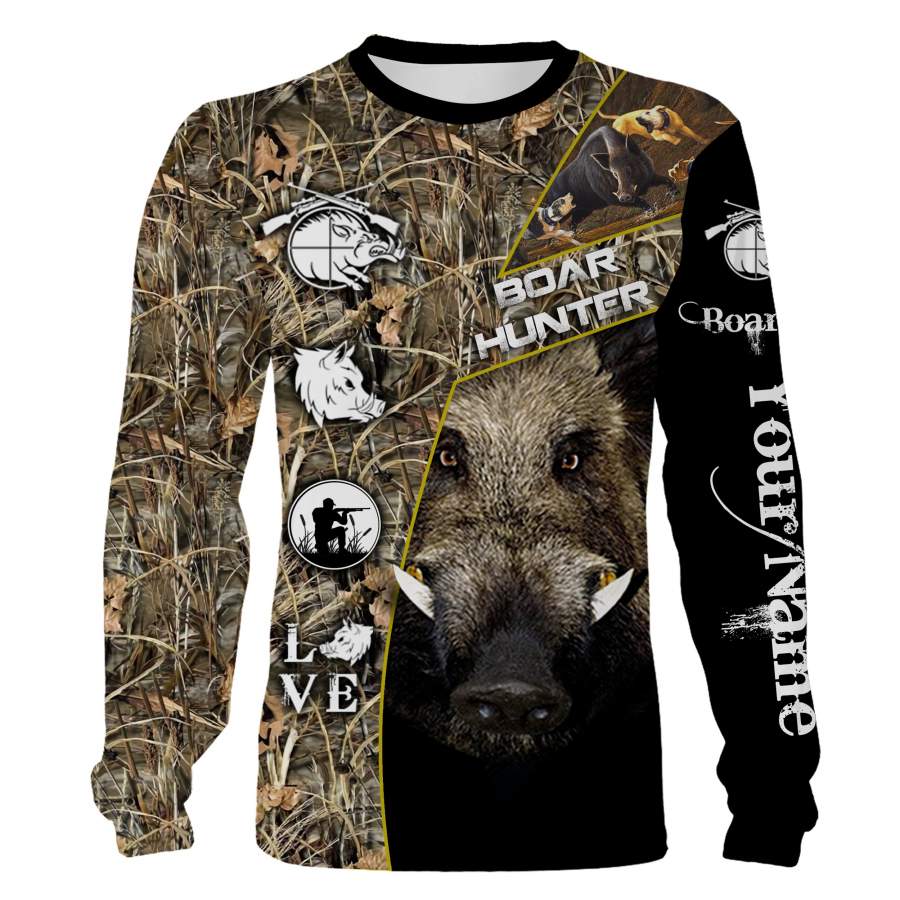 Boar hunting Custom Name 3D All over print Shirts, Face shield – personalized hunting gifts – FSD291