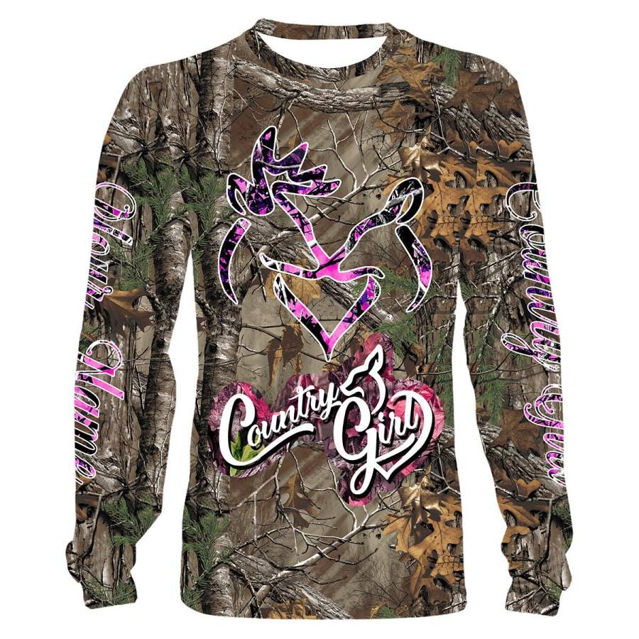 Country girl Custom Name 3D All over print Shirts, Face shield – personalized hunting gifts – FSD297