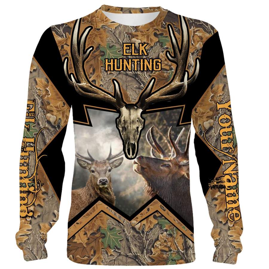 Elk hunting Custom Name 3D All over print Shirts, Face shield – personalized hunting gifts – FSD279