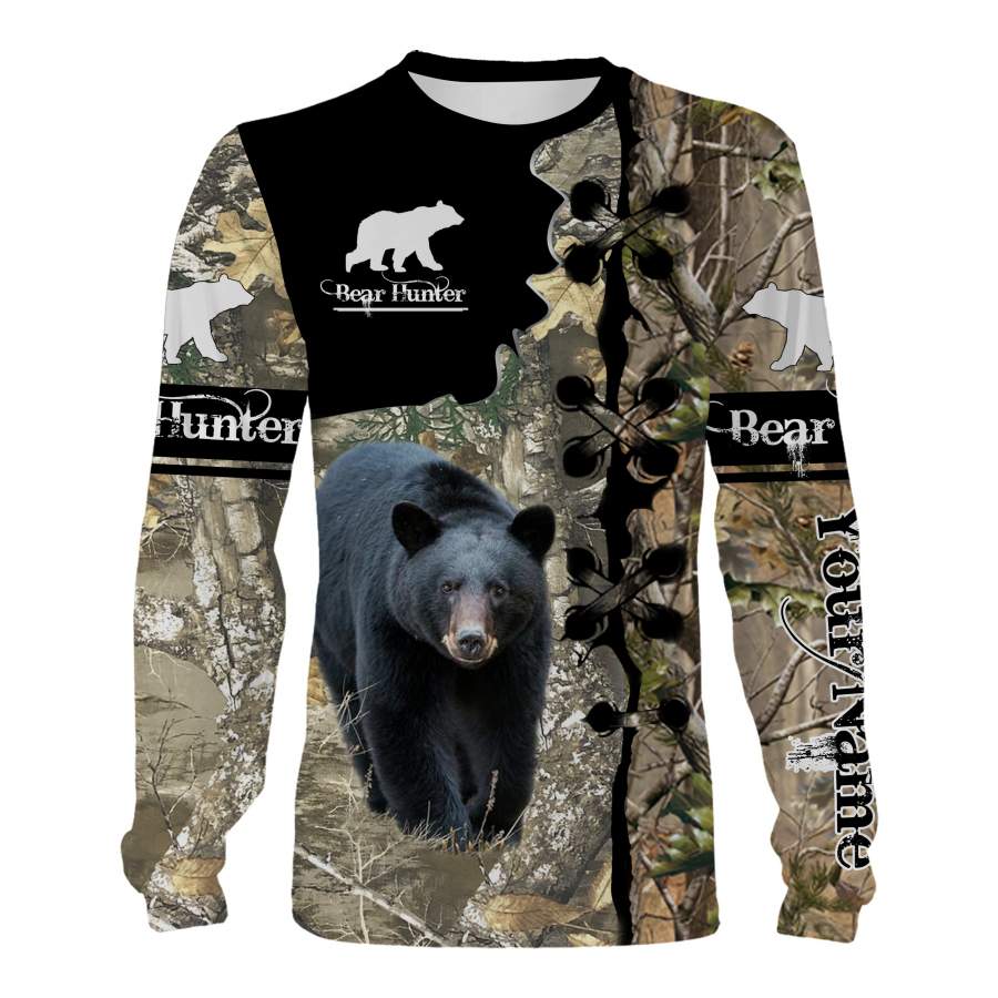 Bear hunting Custom Name 3D All over print Shirts, Face shield – personalized hunting gifts – FSD269