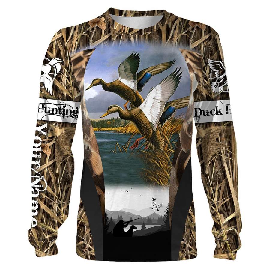 Duck hunting Custom Name 3D All over print Shirts, Face shield – personalized hunting gifts – FSD277