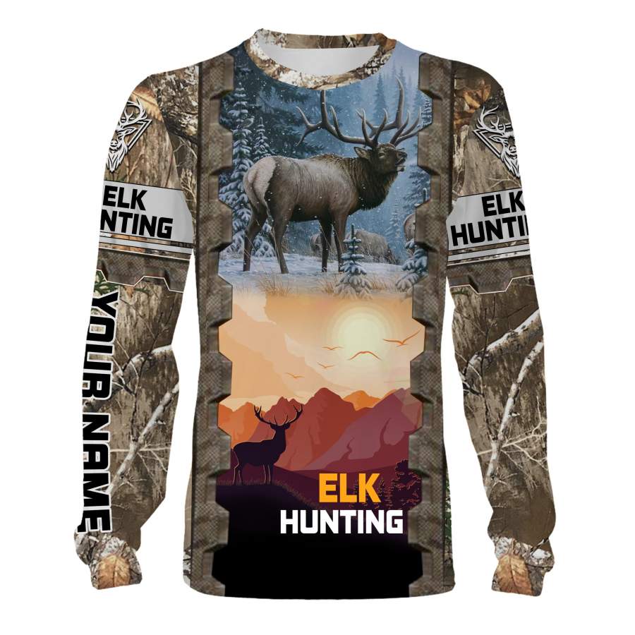 Elk hunting Custom Name 3D All over print shirts – personalized hunting gifts – FSD193