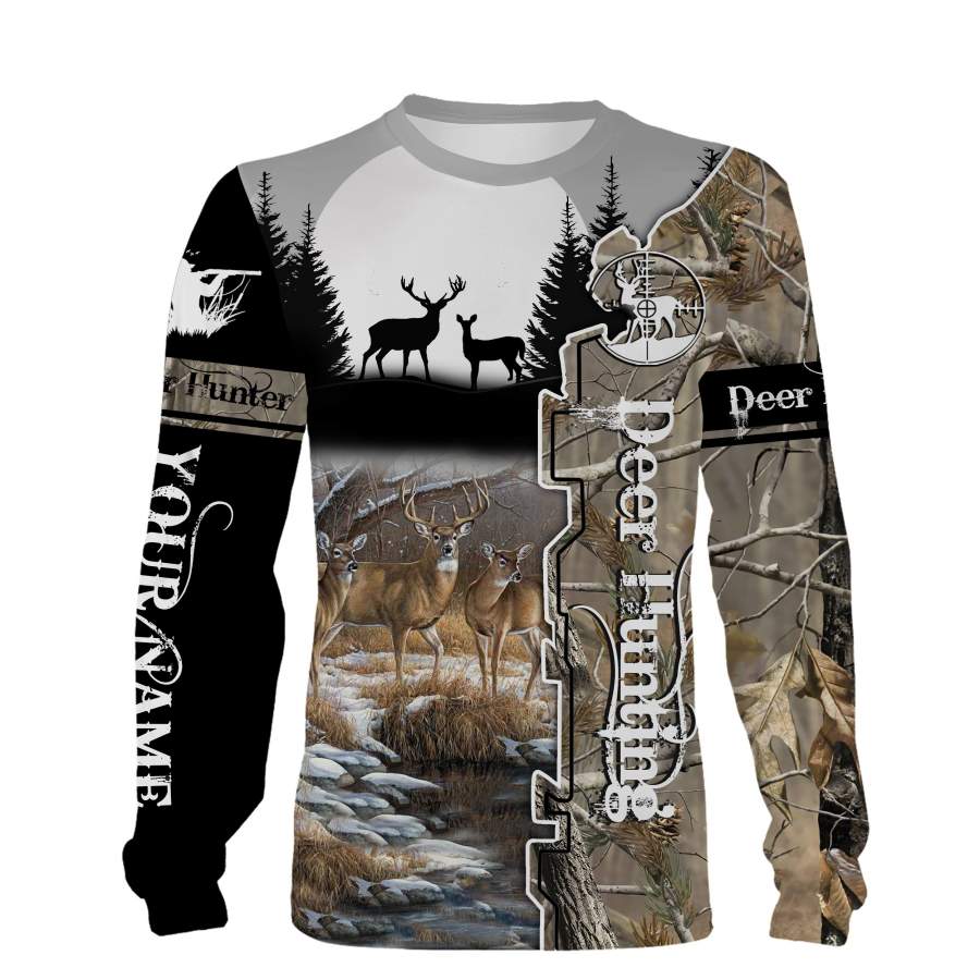 Deer hunting Custom Name 3D All over print shirts – personalized hunting gifts – FSD222