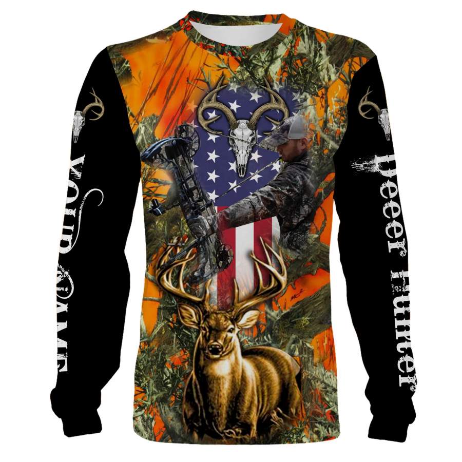 Deer hunting Orange camo Custom Name 3D All over print shirts – personalized hunting gifts – FSD229