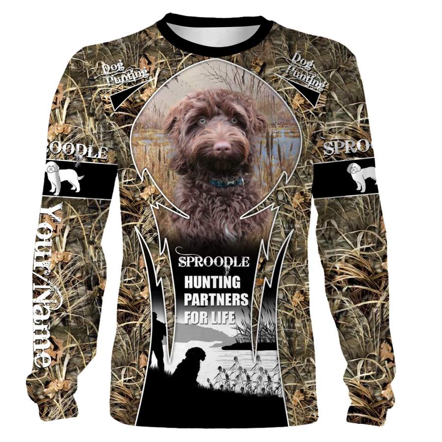 Best hunting Dog Custom Name and Photo 3D All over print shirts – “Sproodle hunting partners for life” – FSD210