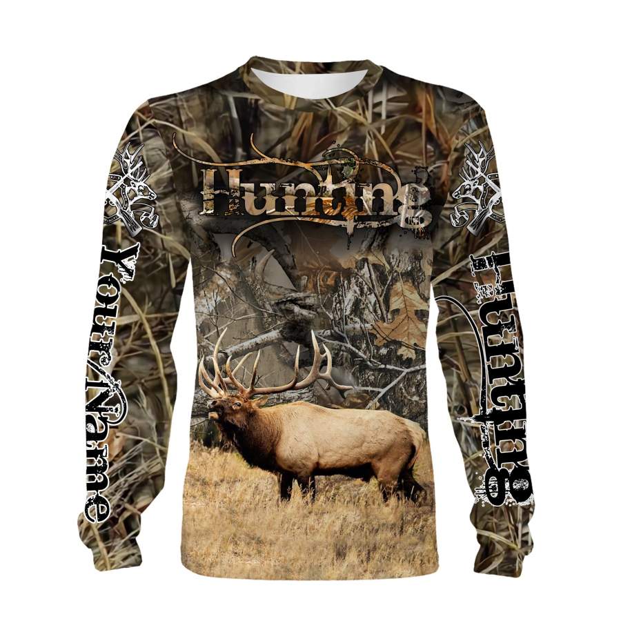 Elk hunting Custom Name 3D All over print Shirts – Personalized hunting gift – FSD214