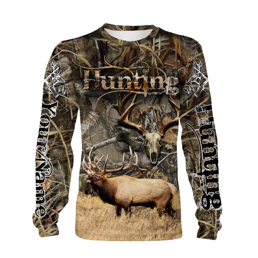 Elk hunting Custom Name 3D All over print Shirts – Personalized hunting gift – FSD179