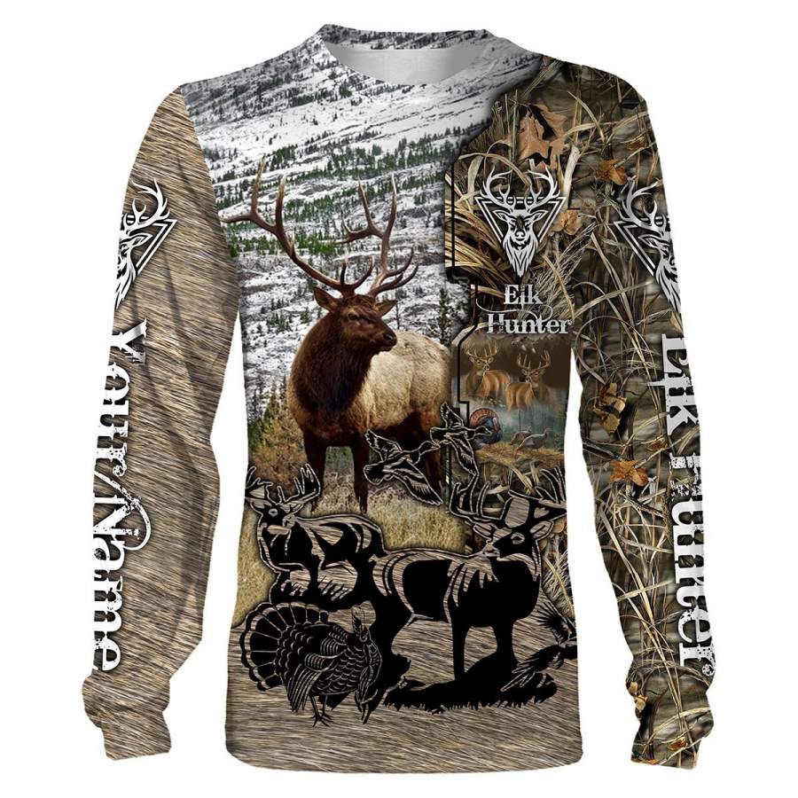 Elk hunting Custom Name 3D All over print T-shirt, Long sleeve, Hoodie, Zip up hoodie – FSD168