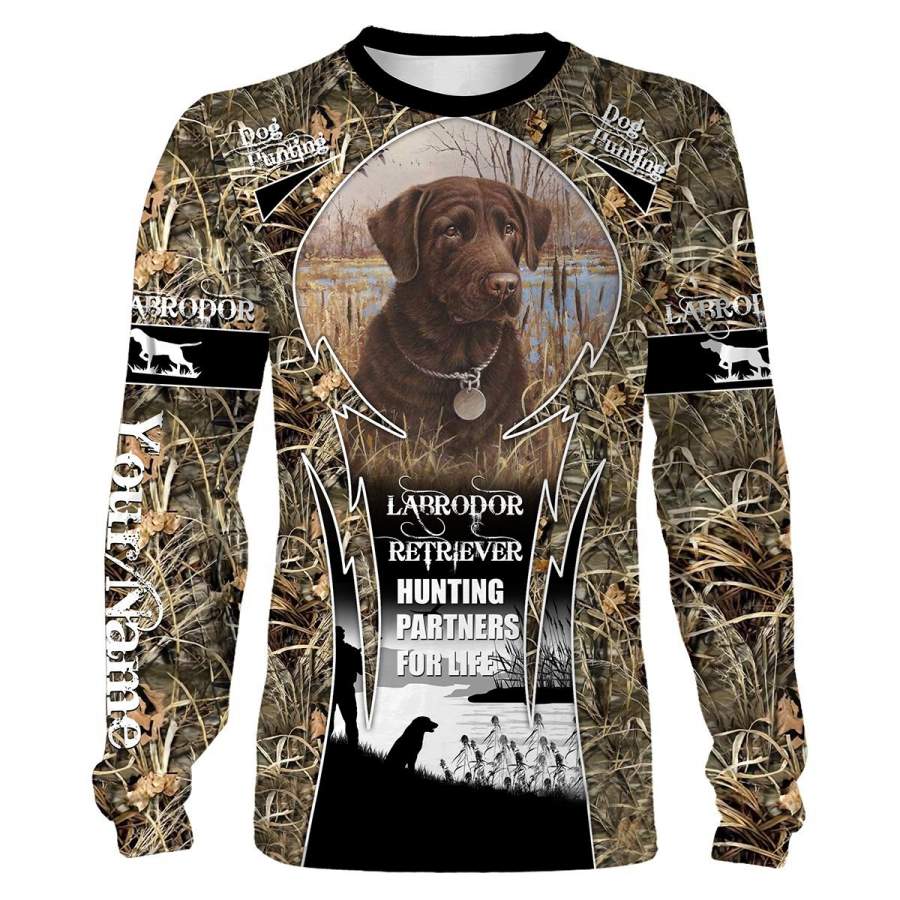 Best hunting Dog Custom Name 3D All over print shirts – “Labrodor Retriever hunting partners for life” – FSD146