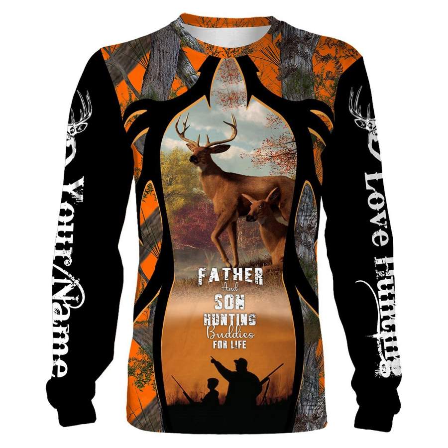 Father and Son Hunting Buddies for Life Custom Name 3D All over print Shirts – FSD134