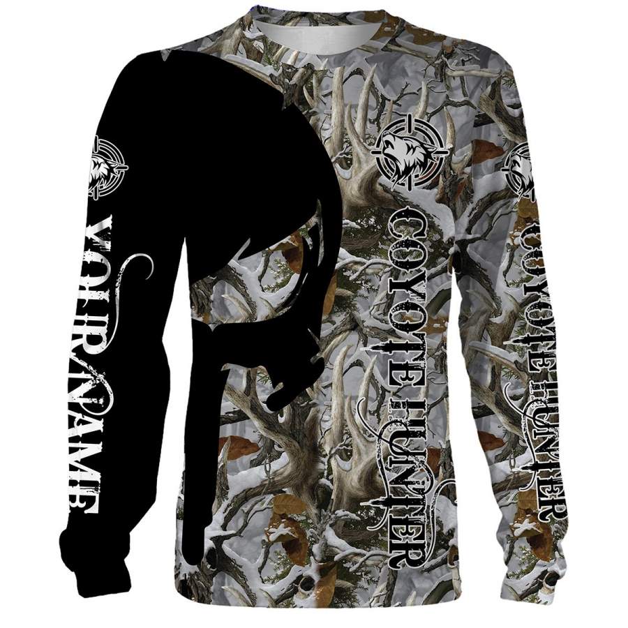 Coyote Hunting Camo Customize Name 3D All Over Printed Shirts Personalized Hunting gift For coyote Hunters NQS641