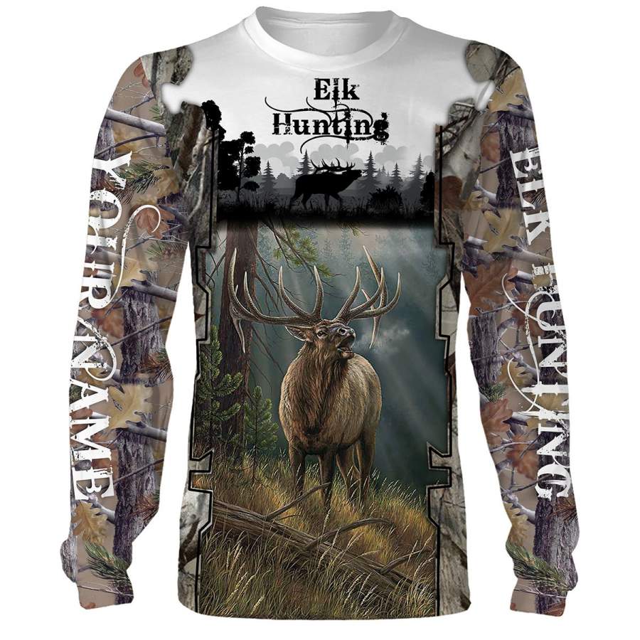 Elk hunting Custom Name 3D All over print T-shirt, Long sleeves, Hoodie, Zip up hoodie Plus size – FSD133