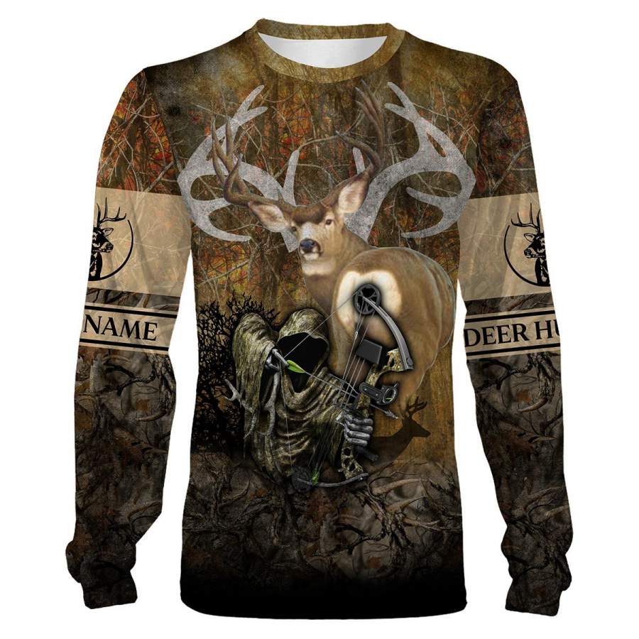 Deer hunting Bow reaper Custom Name 3D All over print shirts – Personalized gift – FSD104