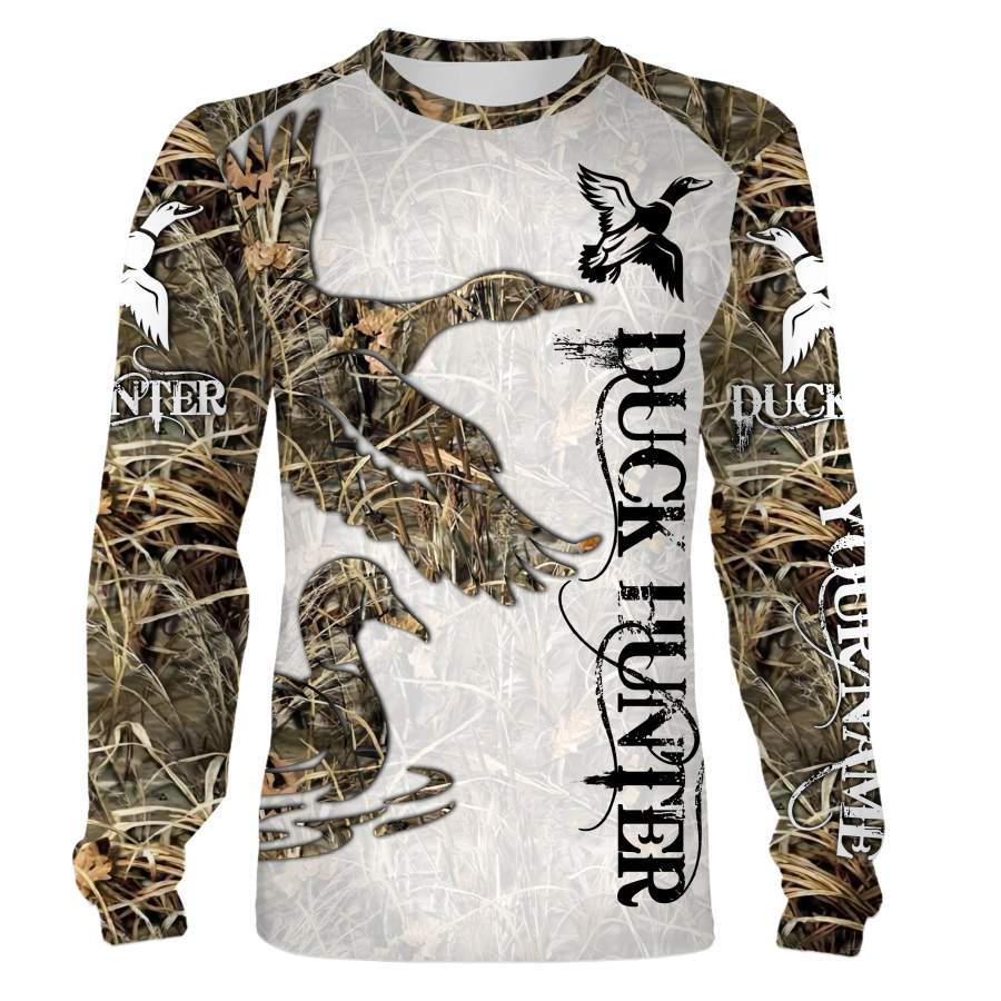 Duck Hunting Custom Name 3D printing Hoodie, Zip up hoodie, Long sleeves, T-shirt – FSD88