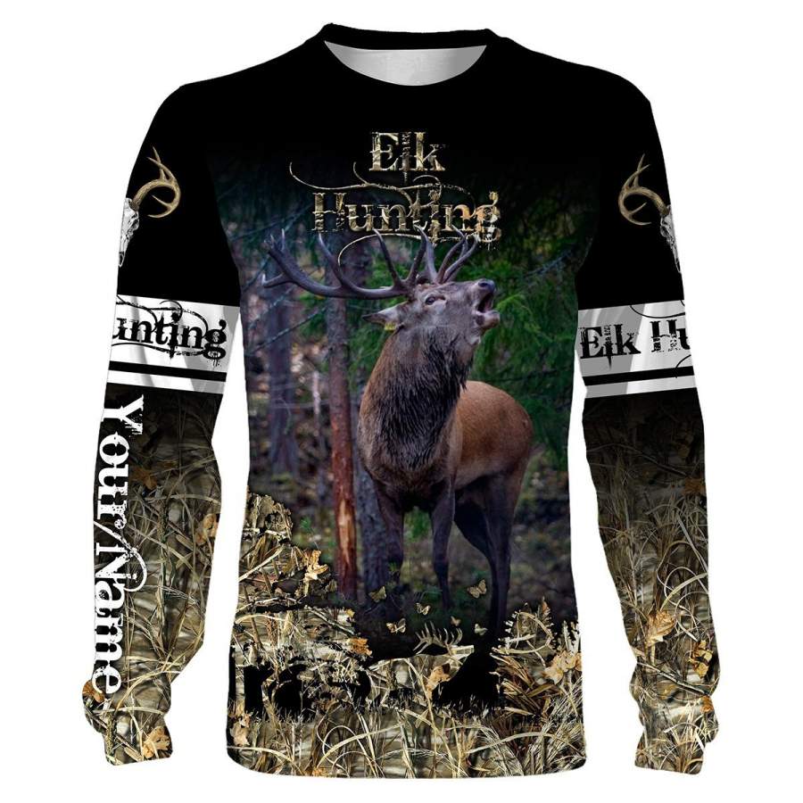 Elk hunting Custom Name 3D All over print T-Shirt, Long sleeves, Hoodie, Zip up Hoodie Personalized gift – FSD101