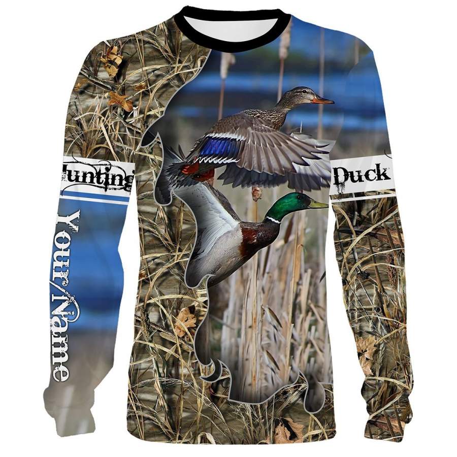 Duck hunting Custom Name 3D All over print T-Shirt, Long sleeves, Hoodie, Zip up Hoodie Personalized gift – FSD96